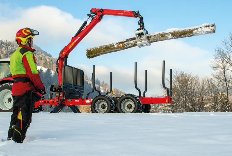 STEPA grue forestière PALFINGER Epsilon C60F86 et remorque M16